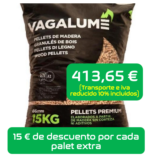 Palet 70 sacos pellet certificado ENPlus A1. Pellet Vagalume