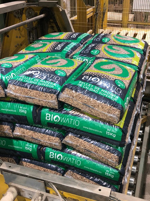 Palet 70 sacos pellet certificado ENPlus A1. Pellet Biowatio